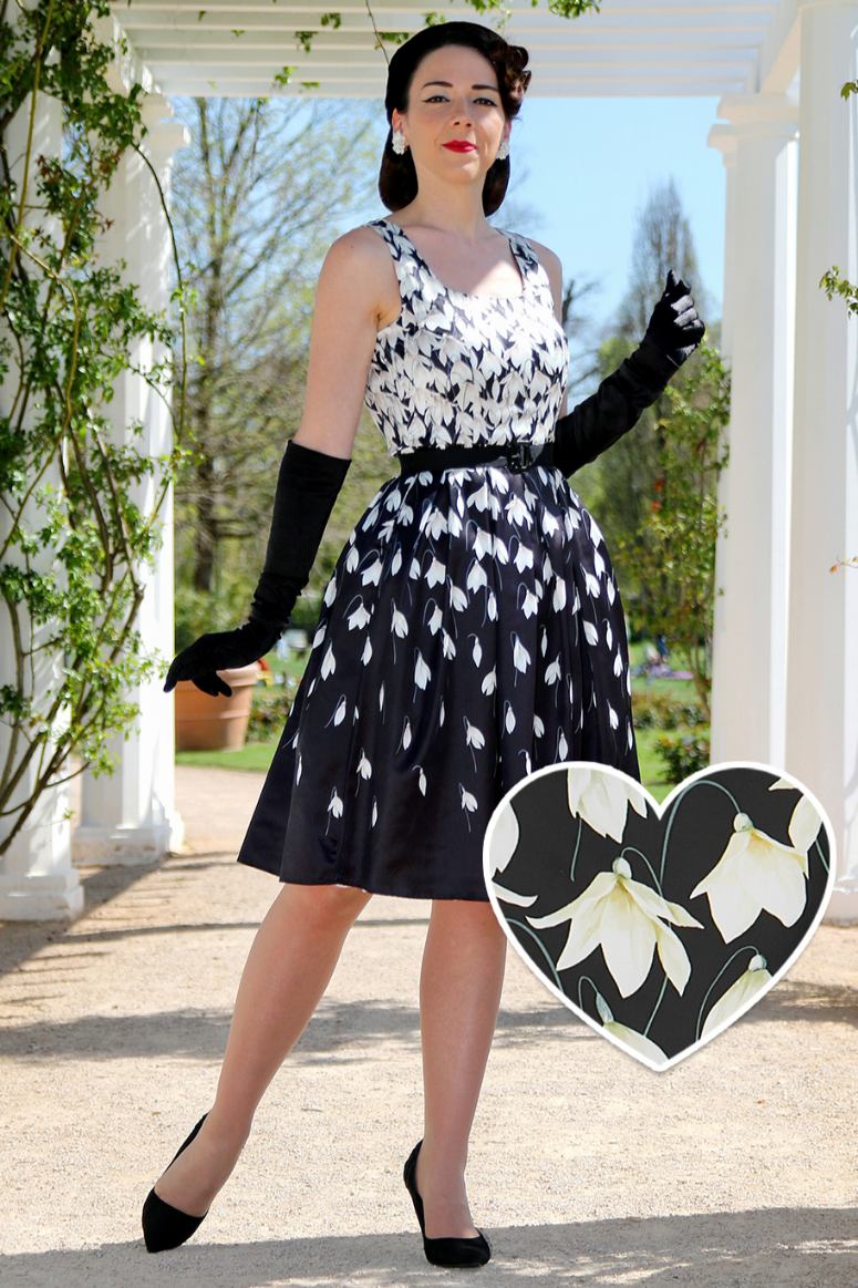 Vintage Inspired Black Swing Dress & Snowdrops