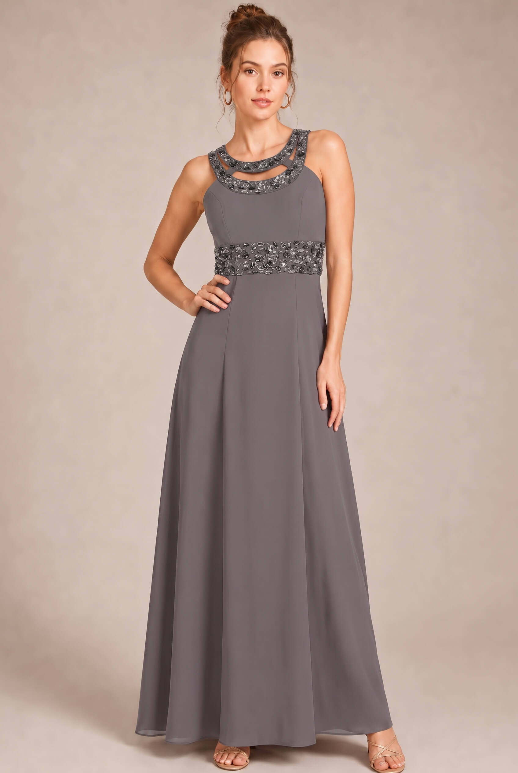 grey evening dress uk Cassandra Embellished Maxi MT 316 Ruched Split Maxi Dress S-3XL Size Chartacc