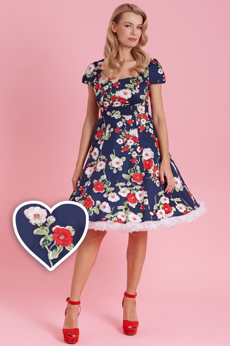 open lace back dress 100% Cotton Navy Floral Mini Dress - All Dresses main image 1