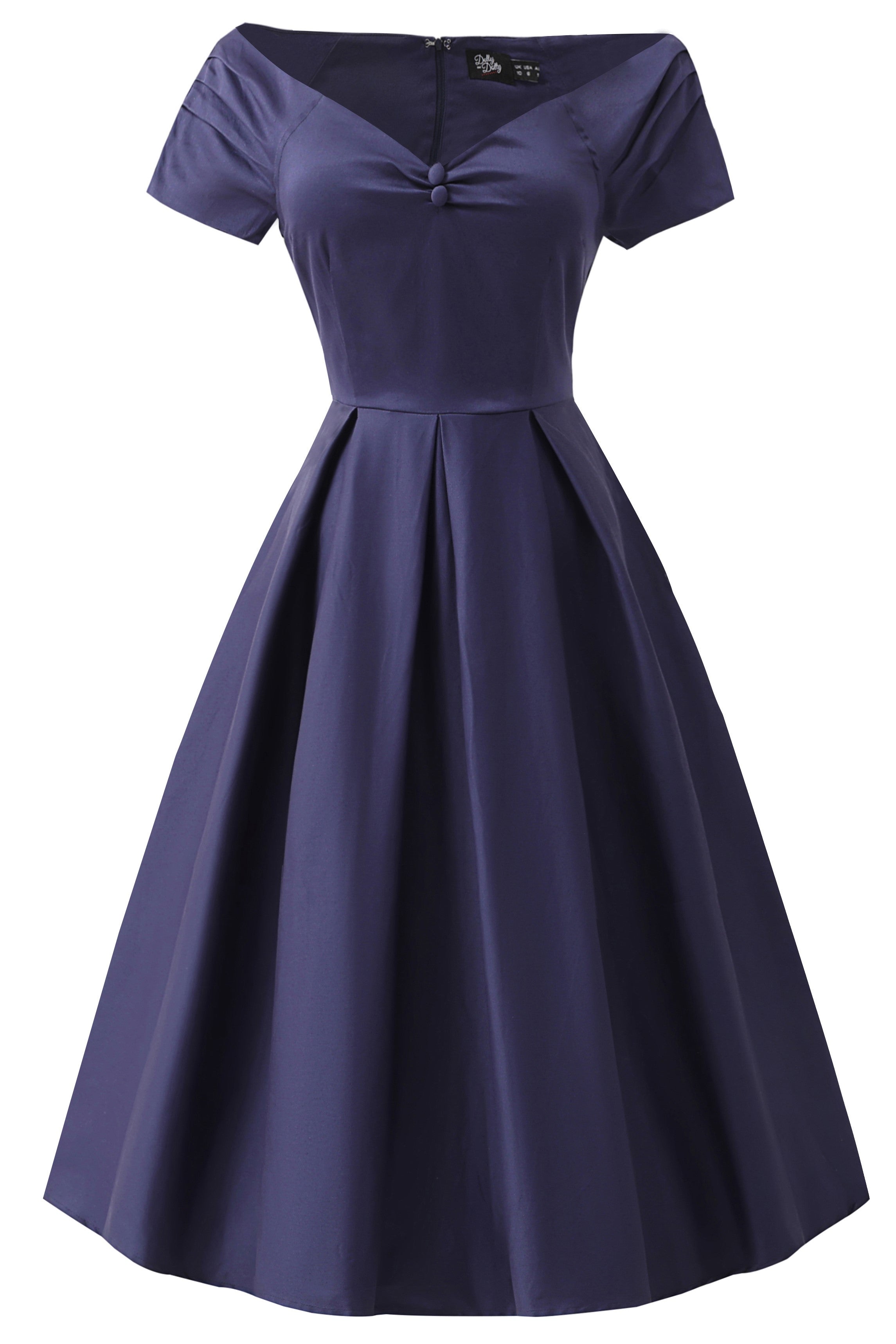 Navy Off Shoulder Dress | Elegant Vintage Style