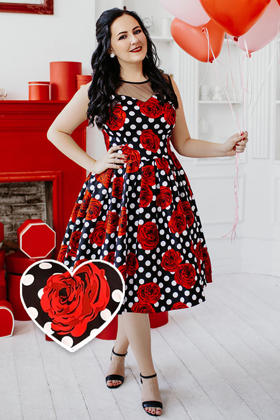 Red and black party frocks store