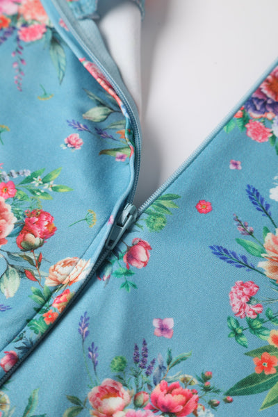 billie blue floral english garden dress skirt zipper