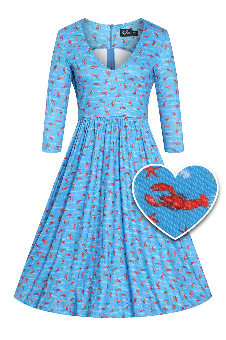Nautical Long Sleeved Dress In Lobster Print - Main Image