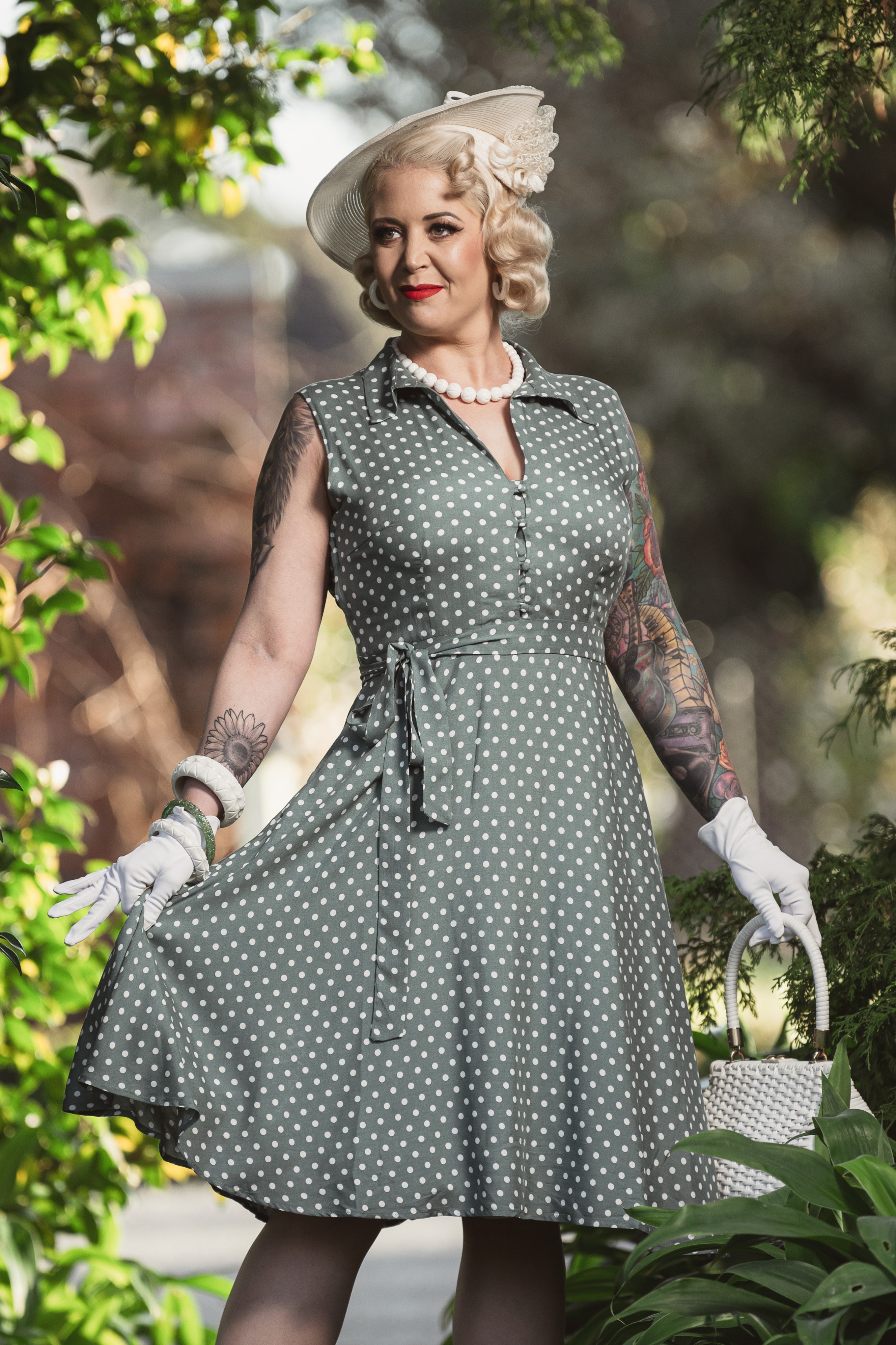 Women's Green Polka Dot Shirt Dress Women's Green Polka Dot Shirt Dress