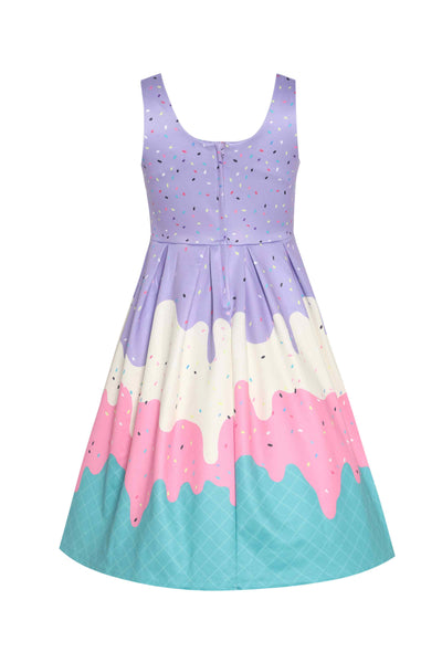Back view of Kids Melted Ice Cream Swing Dress