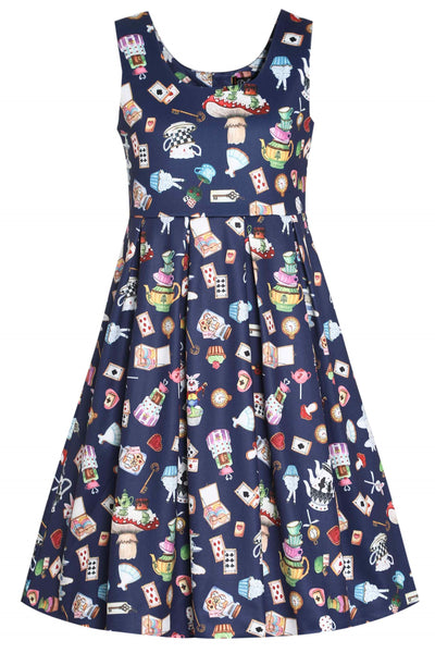 Front view of Kids Alice In Wonderland Flared Dress