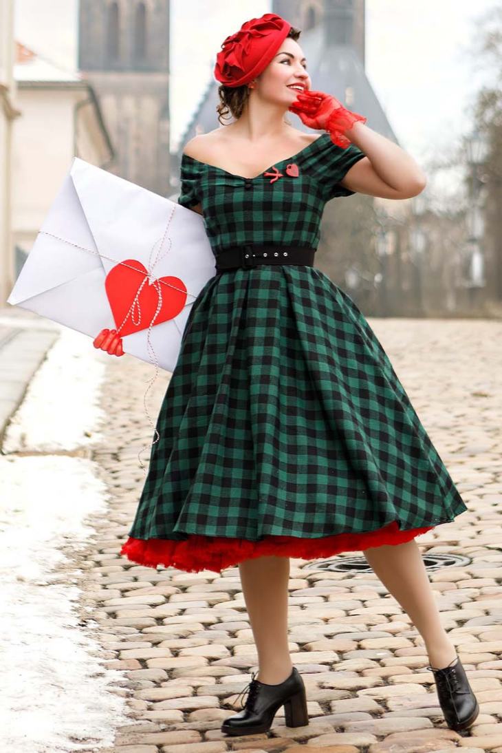 off the shoulder pin up dress Summer Pinup Postcard Off Shoulder Dress With Pockets
