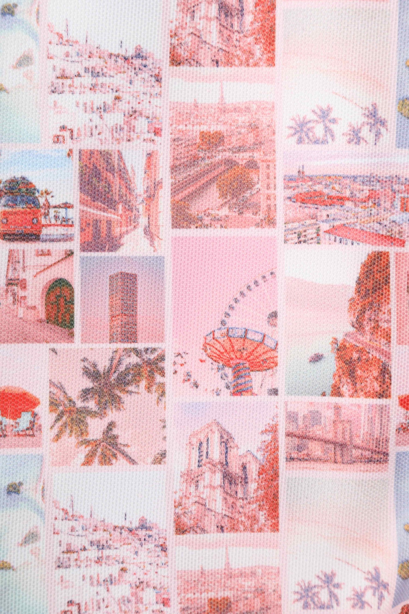 Pink Postcard Print Beach Tote Bag
