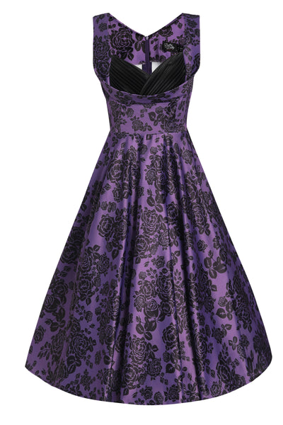 Front view of Purple Rose Pleated Bust Dress