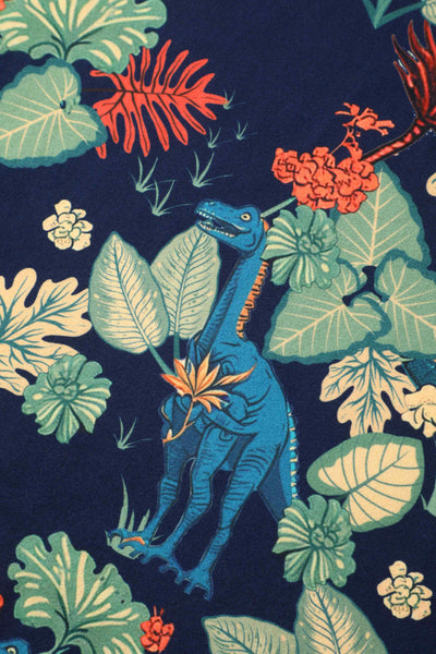 Tropical Leaves and Dinosaur Print Fabric