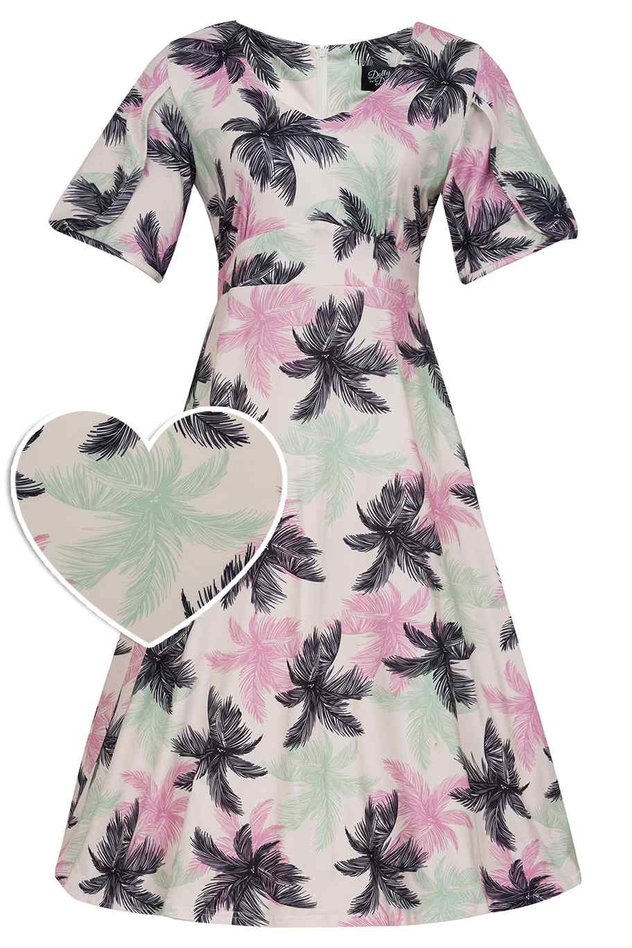 Janice Tropical Palm Tree Tea Dress Janice Tropical Palm Tree Tea Dress