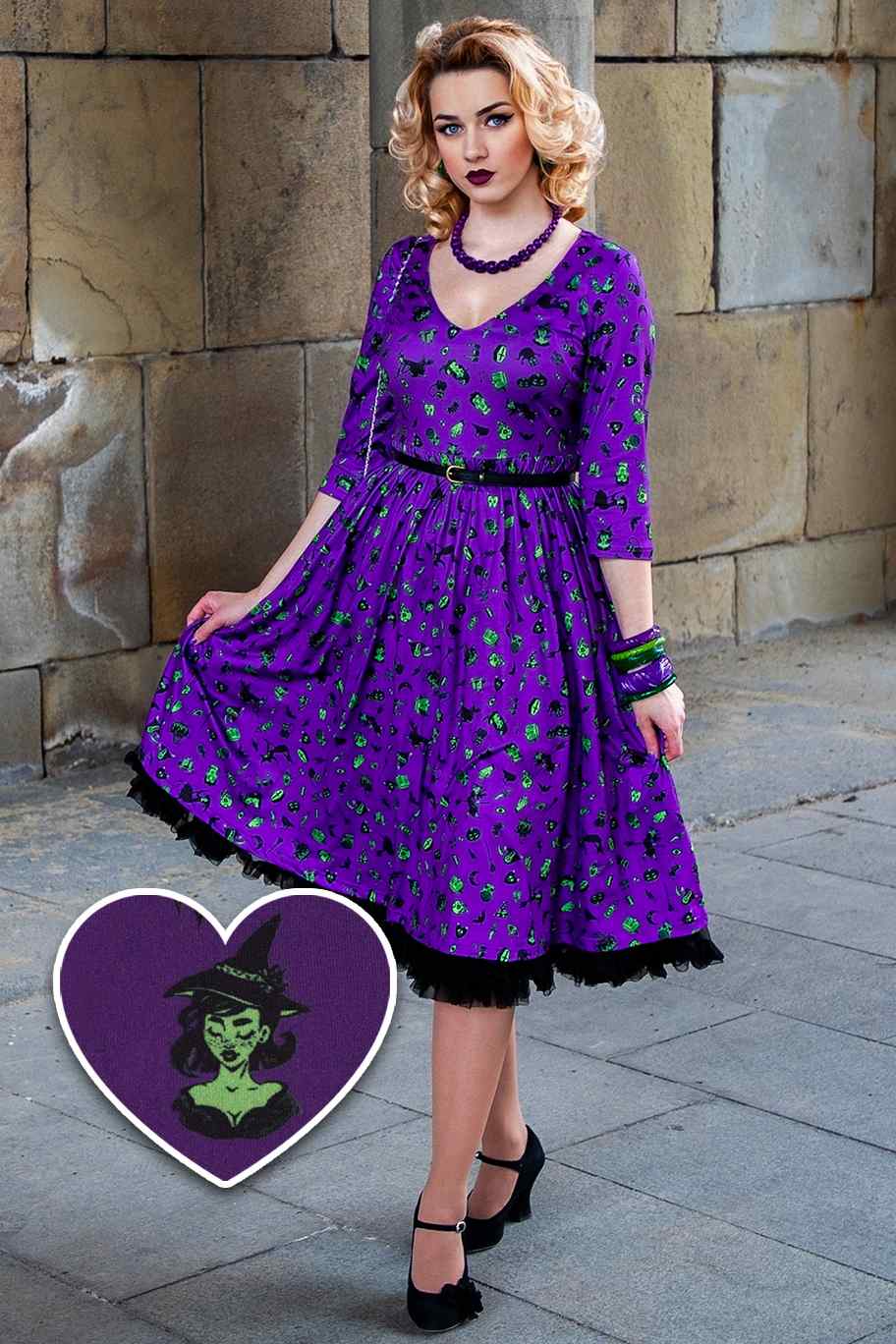 fitted lace wedding dress Billie Purple Wizard & Witch Long Sleeved Dress