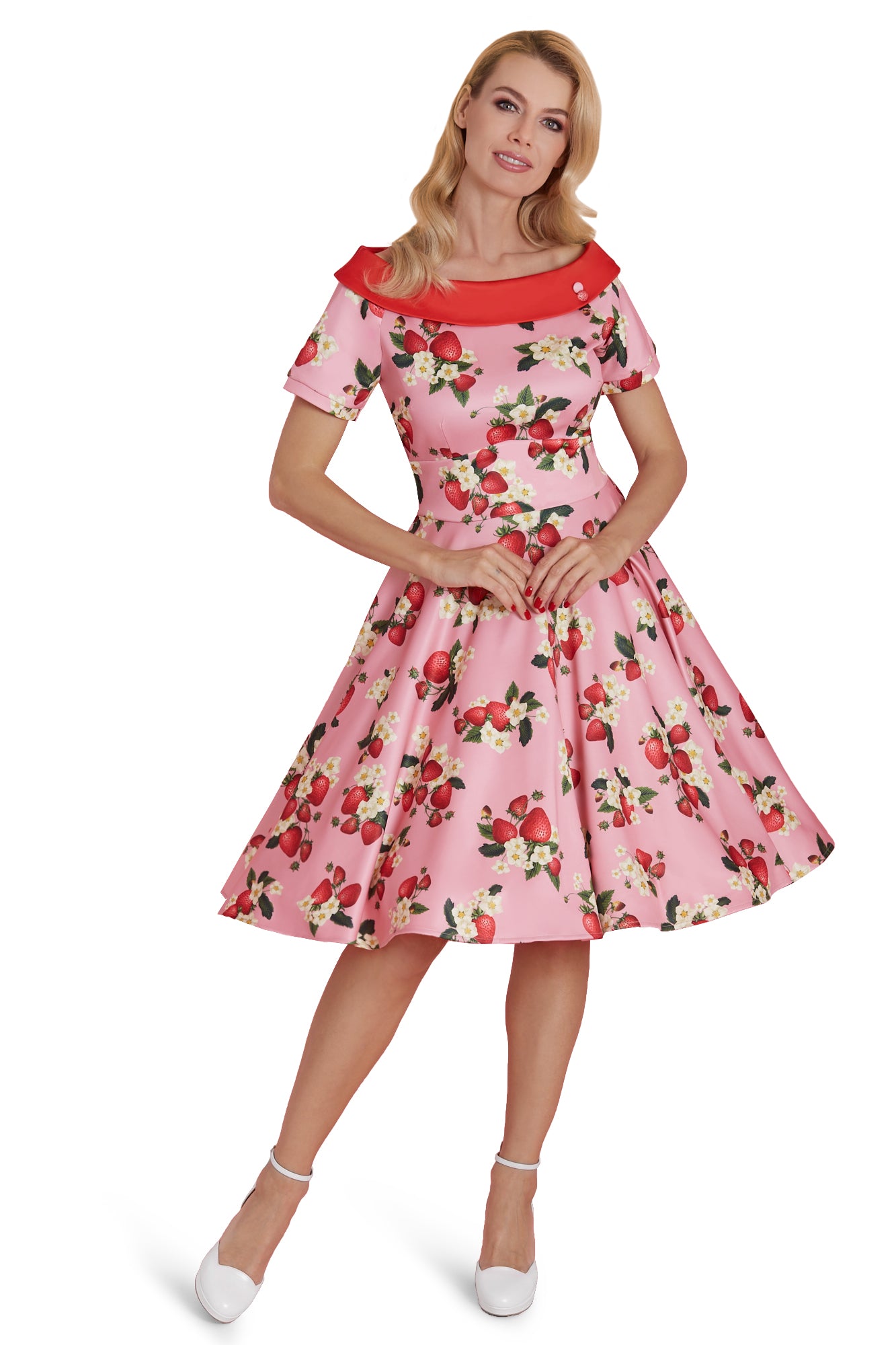 Pink Strawberry Flared Dress