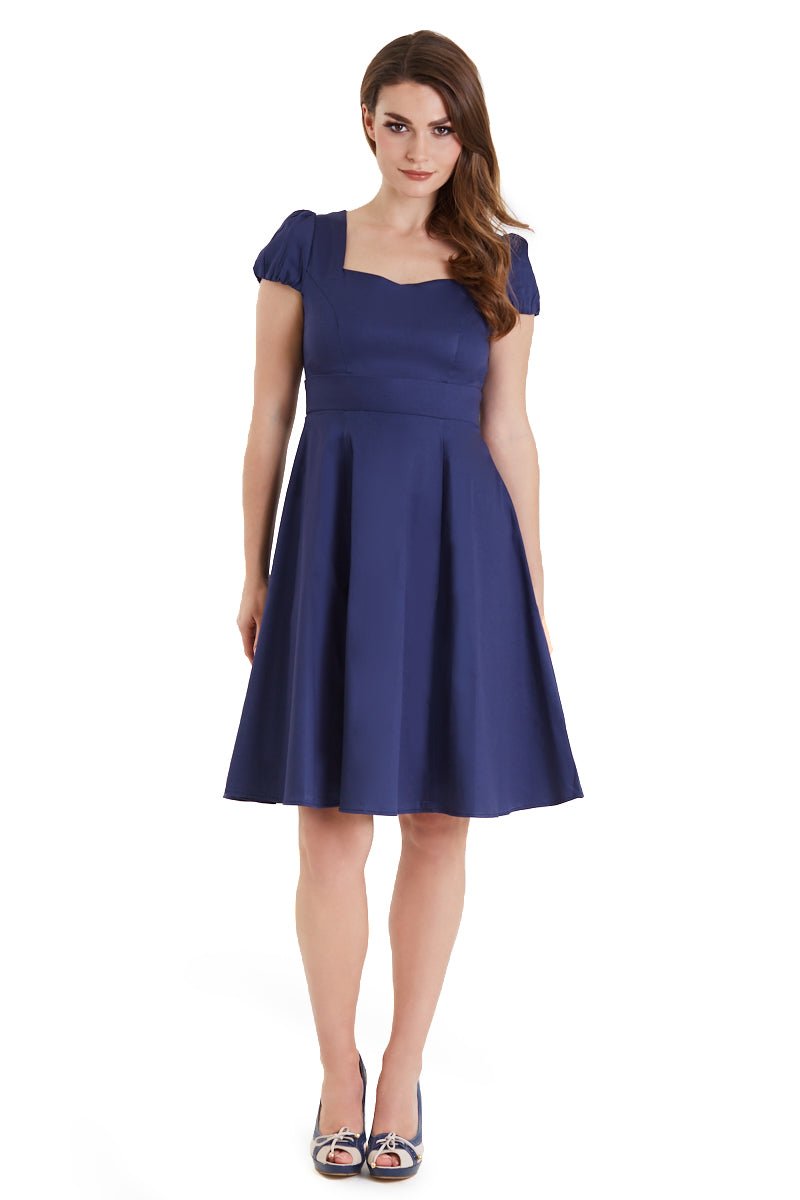 Claudia 50's Style Dress in Plain Navy - Dolly and Dotty Claudia 50's Style Dress in Plain Navy - Dolly and Dotty
