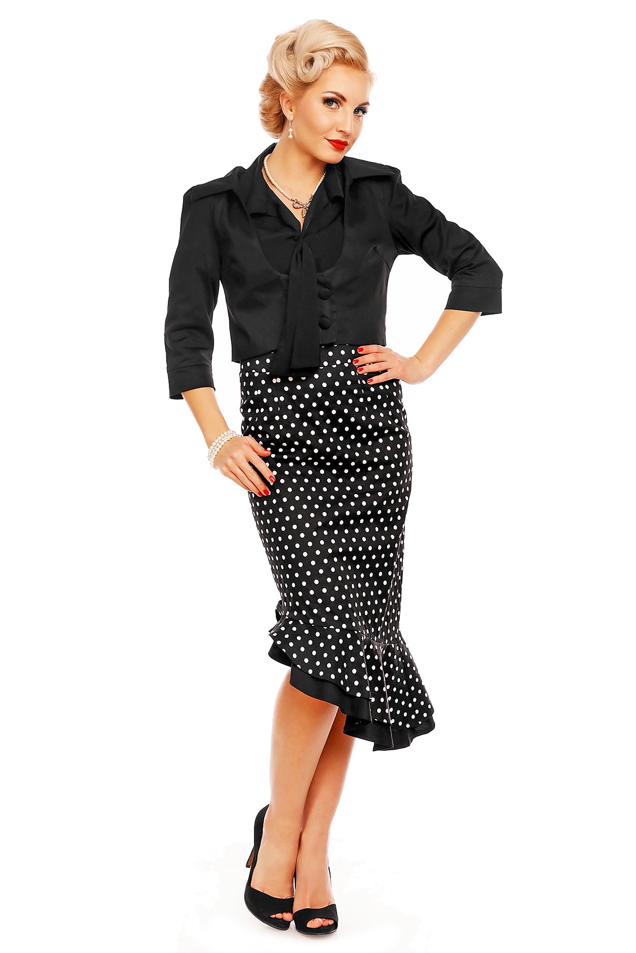 Polka dot skirt ruffle outlet