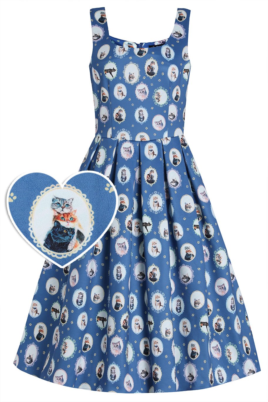 Blue Cat In The Mirror Swing Dress