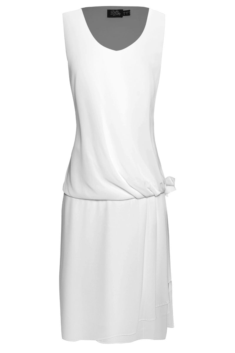 Priscilla Drop Waist Wrap Day Dress in White by Dolly and Dotty Priscilla Drop Waist Wrap Day Dress in White by Dolly and Dotty