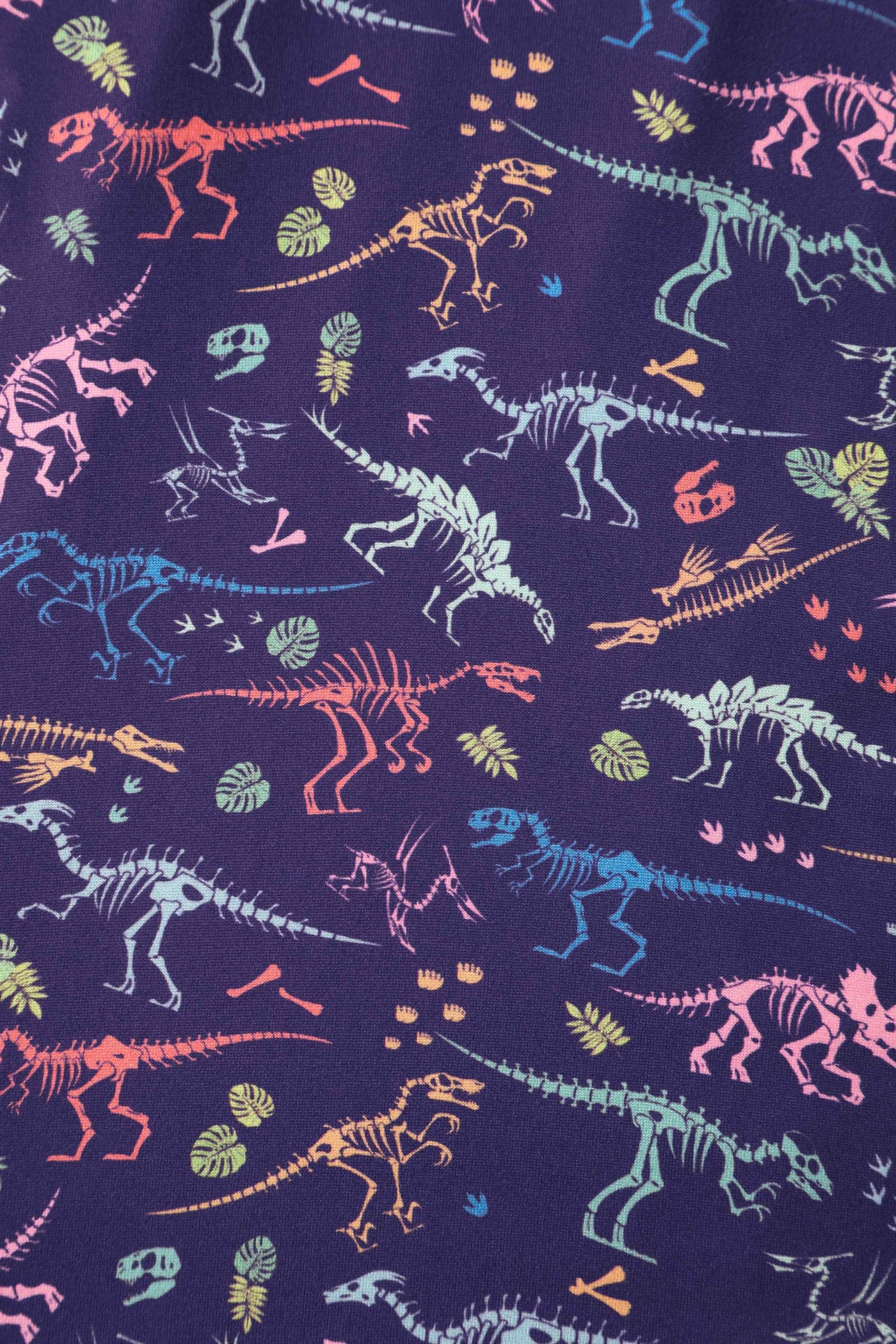 Purple Dinosaur Skeleton Fossil Fabric