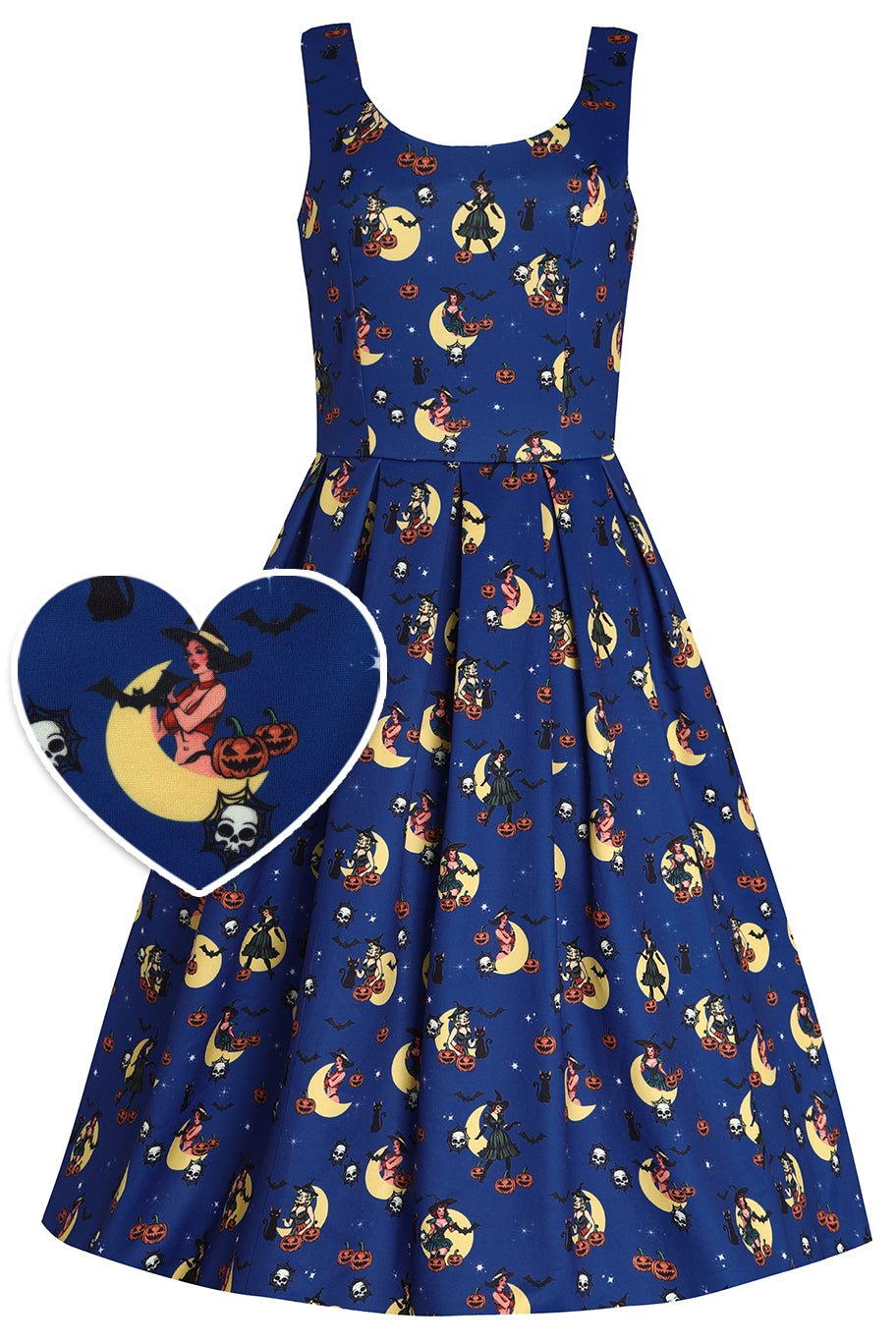 Bonfire Witch Pattern Printed V-Neck Short Sleeve Fashion Midi Dress main image 1