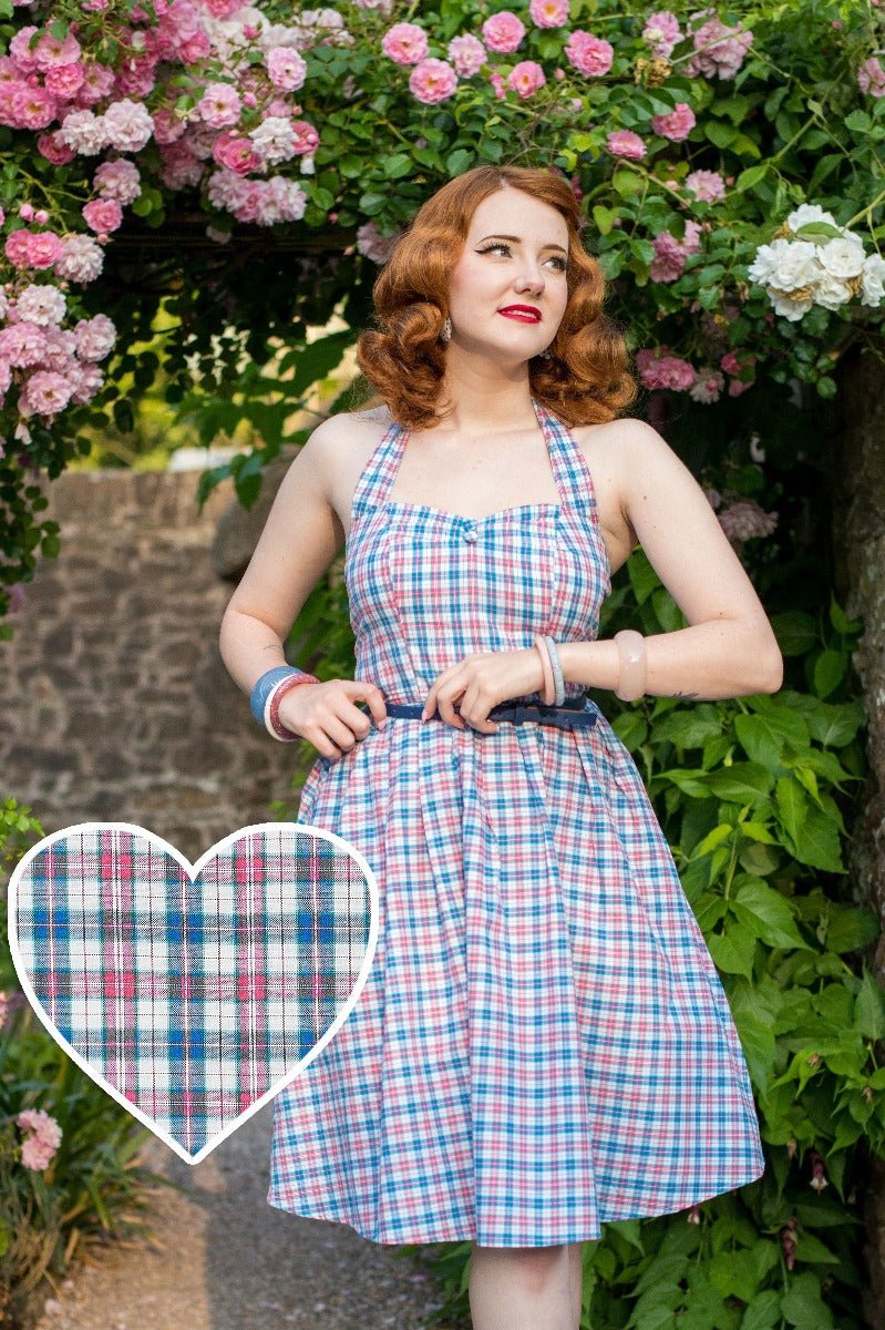 Sophia Blue Check Halterneck Dress 8