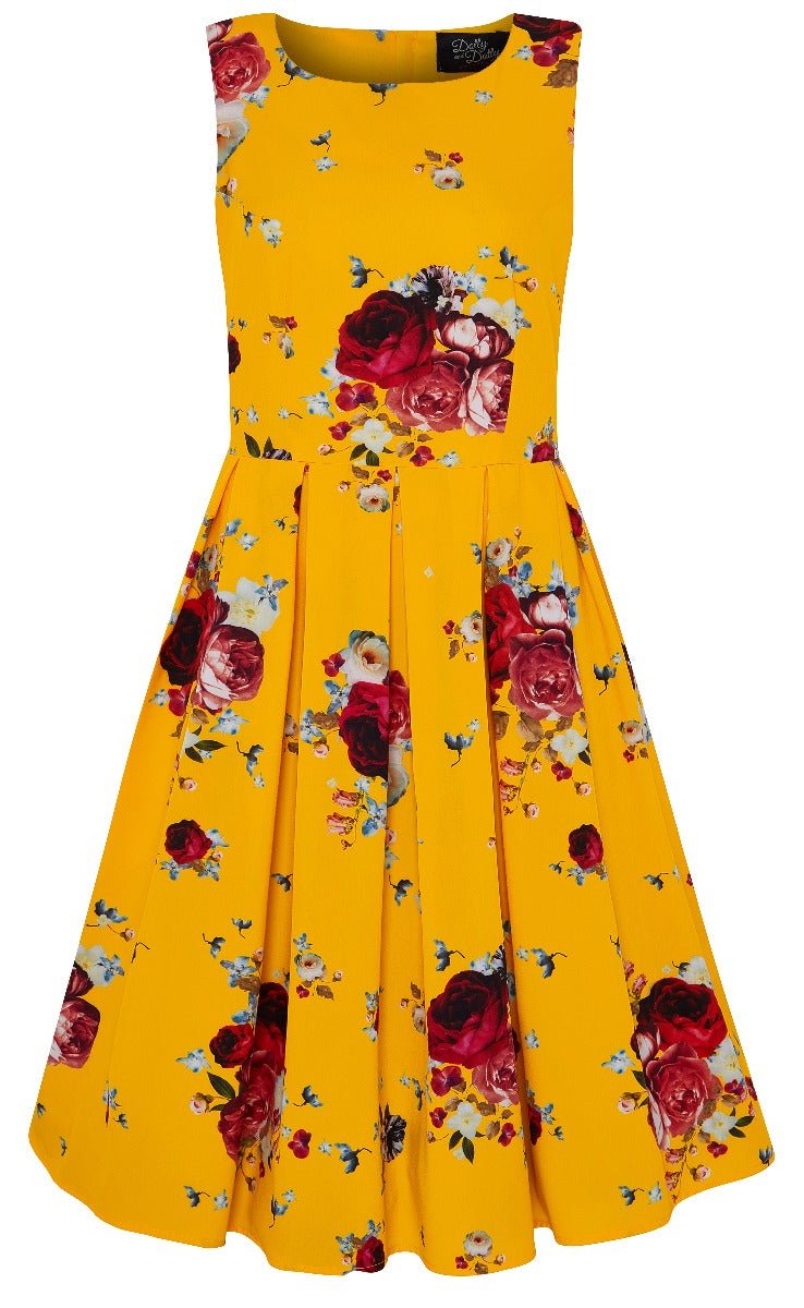 Yellow red dress discount