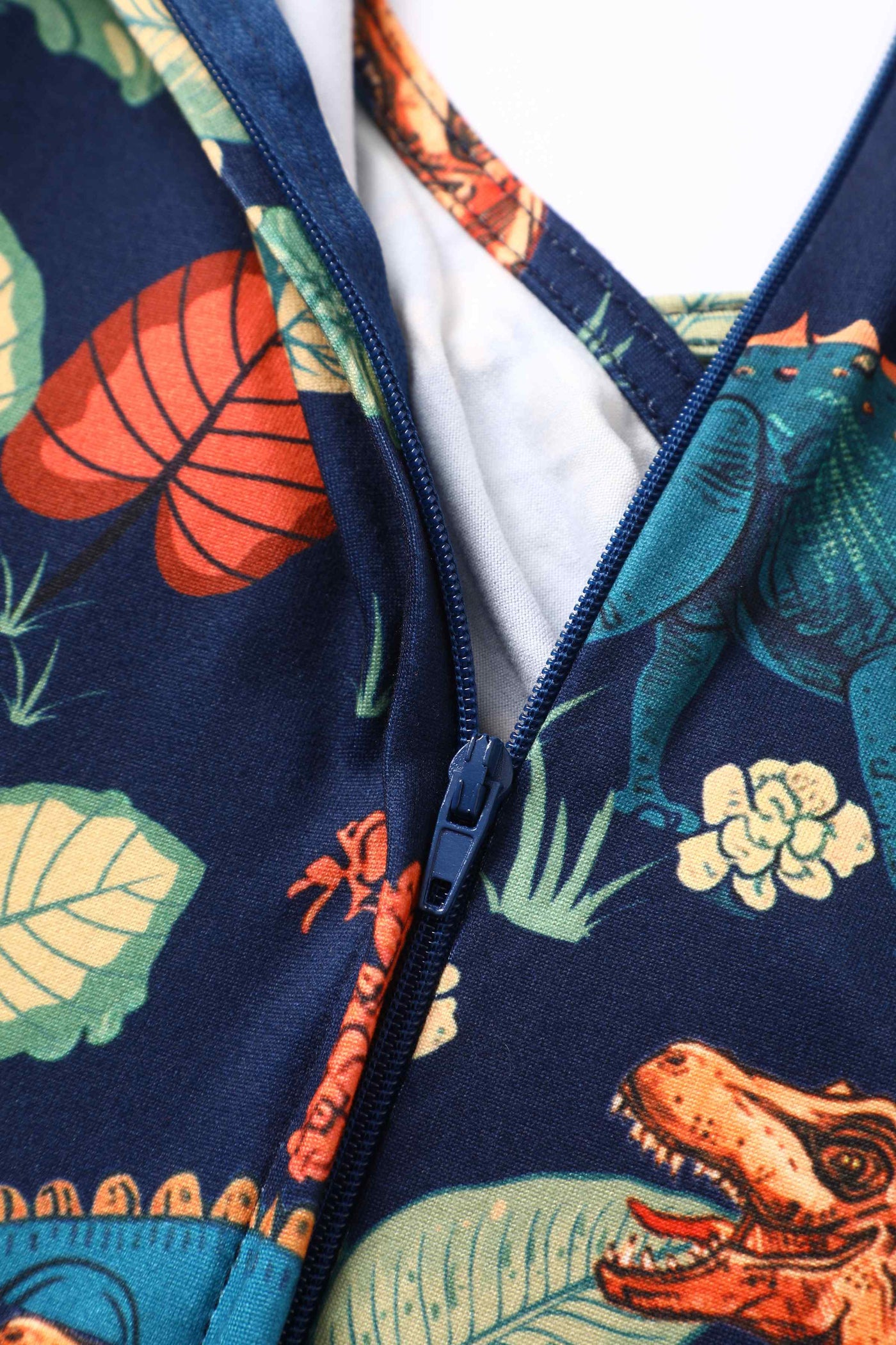 Tropical Leaves and Dinosaur Print Zip View