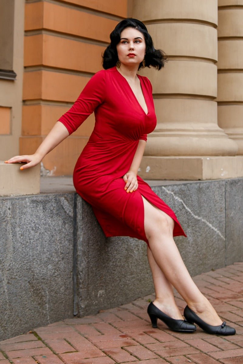 Burgundy clearance 50s dress