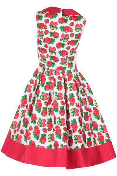Vintage Inspired Swing Dress in White Strawberry