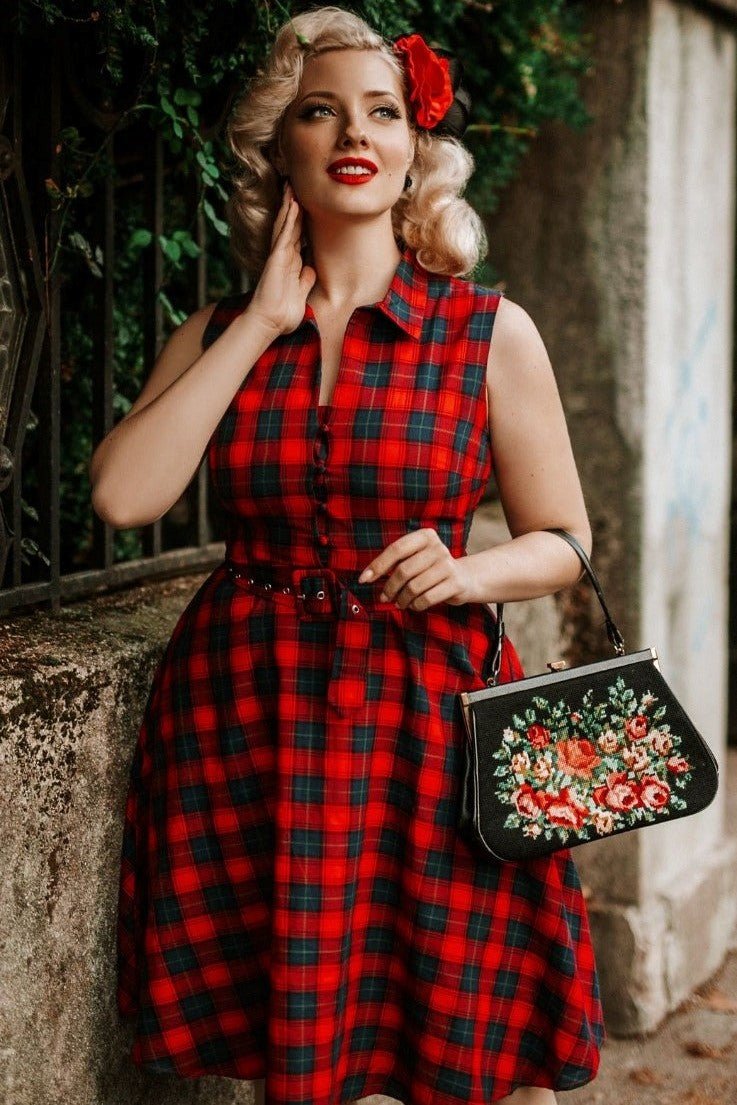 Red white discount plaid dress