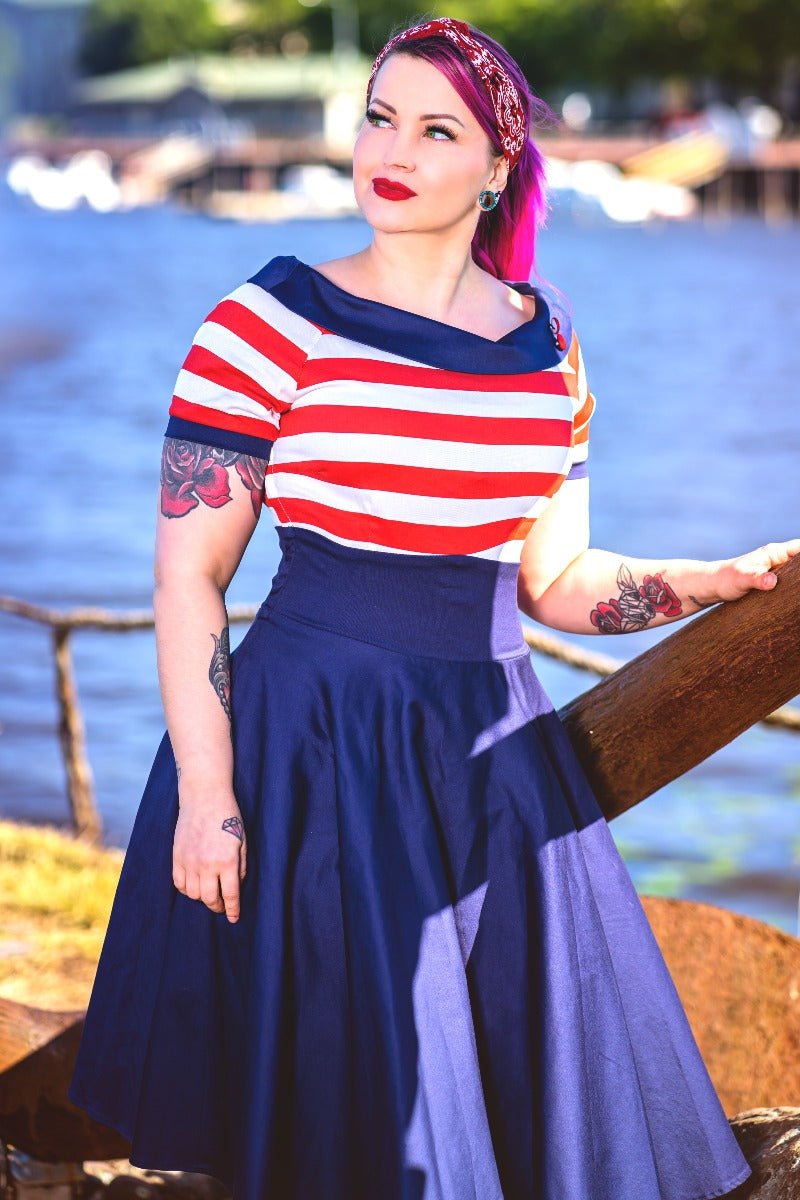 Navy blue and white sundress sales