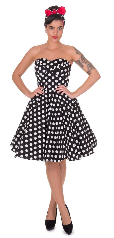 Woman's Retro Black Polka Dot Dress