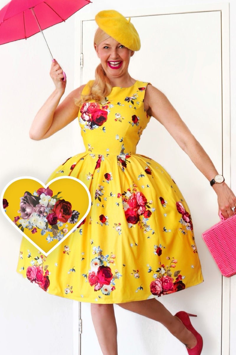 Yellow floral swing dress online
