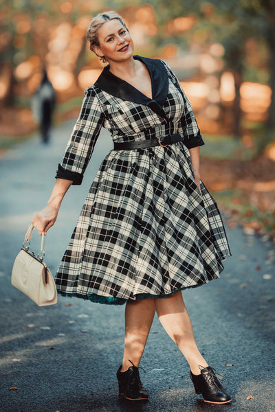 50's Black Tartan Coat Dress