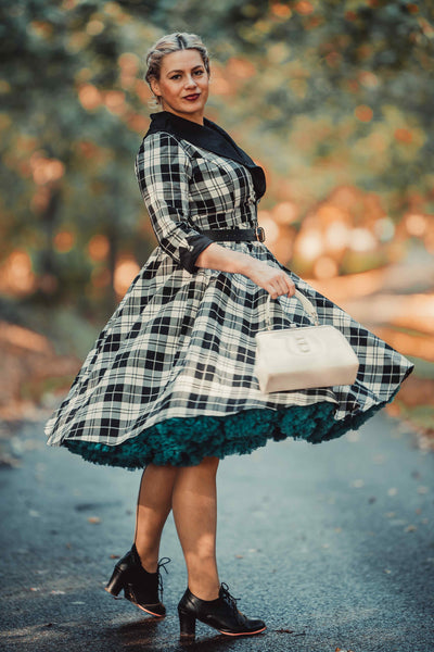 50's Black Tartan Coat Dress