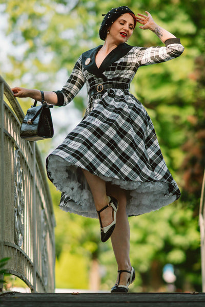 50's Black Tartan Coat Dress