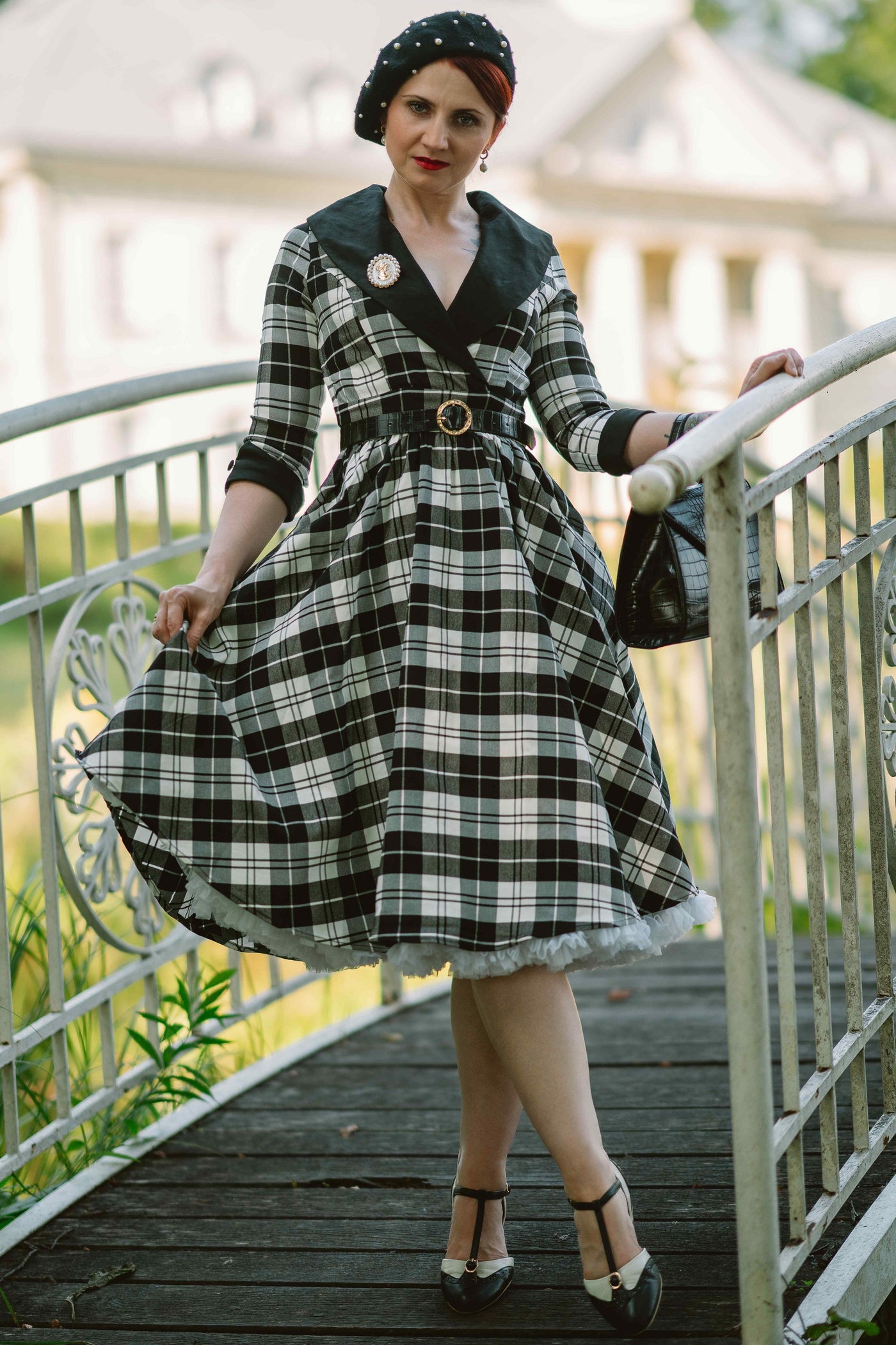 50's Black Tartan Coat Dress