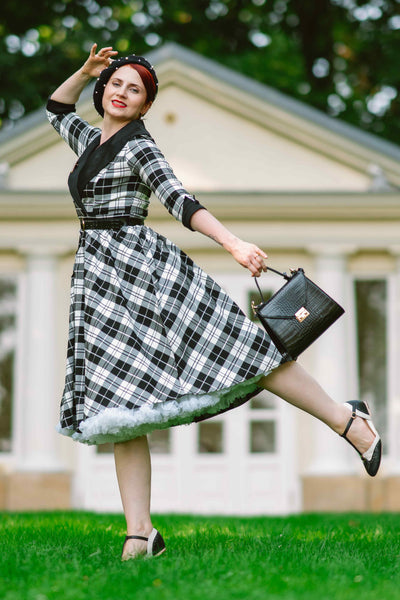 50's Black Tartan Coat Dress