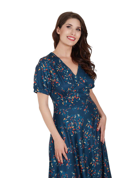 50s Style Blue Chili Print Dress
