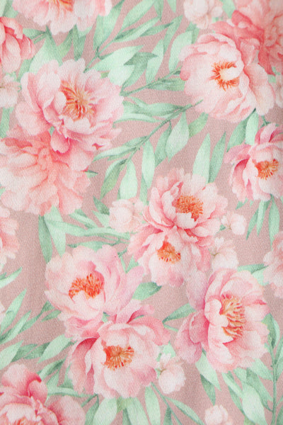 Close up view of Pink Floral Shirt Dress
