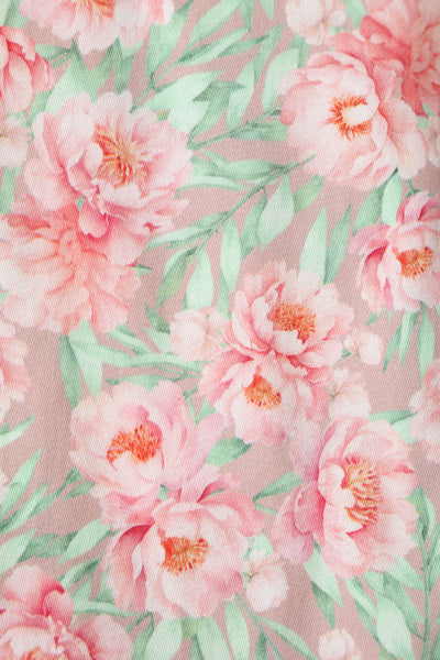 Close up view of Pink Floral Shirt Dress