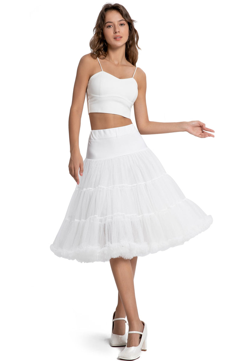 A model wearing a Fluffy Net Petticoat 25.5” In White