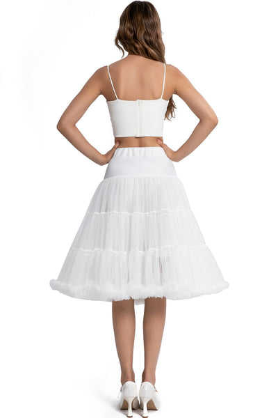 A model wearing a Fluffy Net Petticoat 25.5” In White
