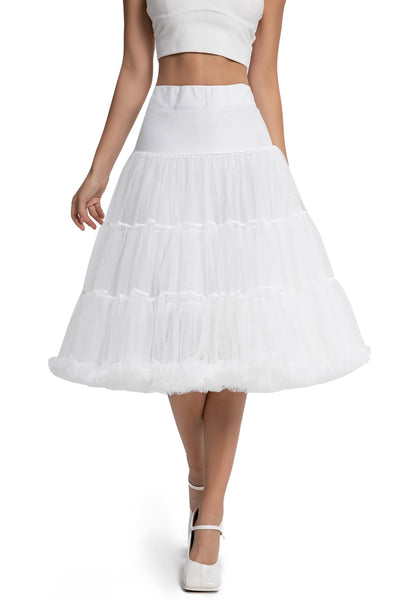 A model wearing a Fluffy Net Petticoat 25.5” In White
