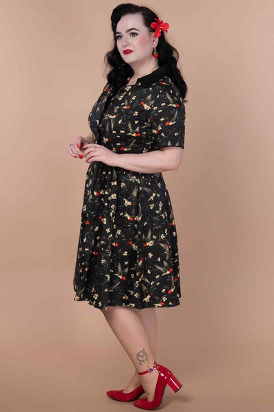 Model photo of Swallow Floral Shirt Dress