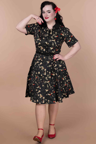 Penelope Swallow Floral Shirt Dress