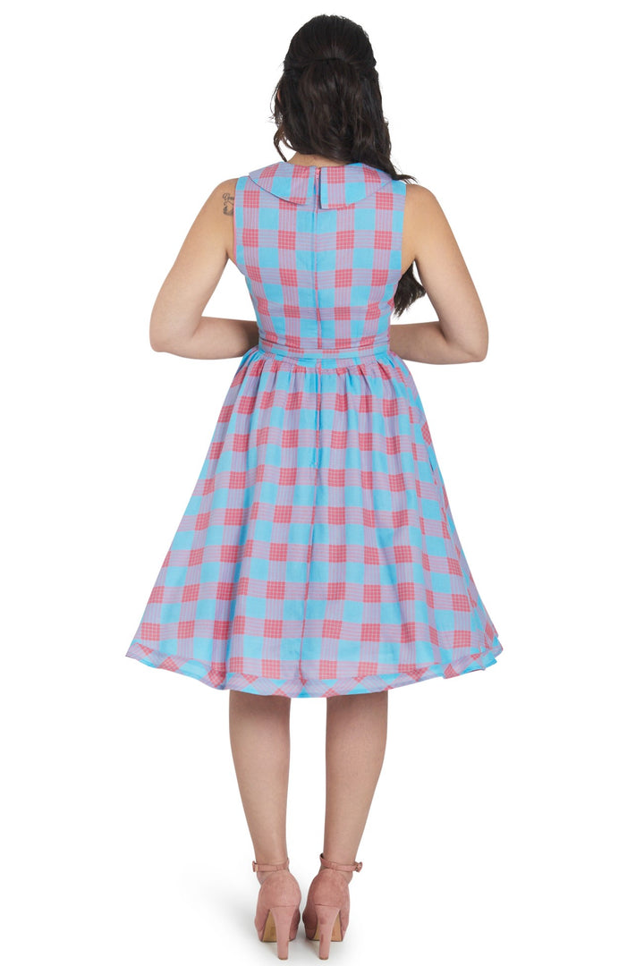 Maverick Vintage Blue & Pink Check Collar Shirt Dress