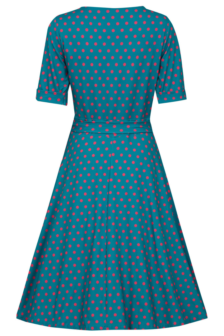 Plus Size Blue & Pink Polka Dot Wrap Dress