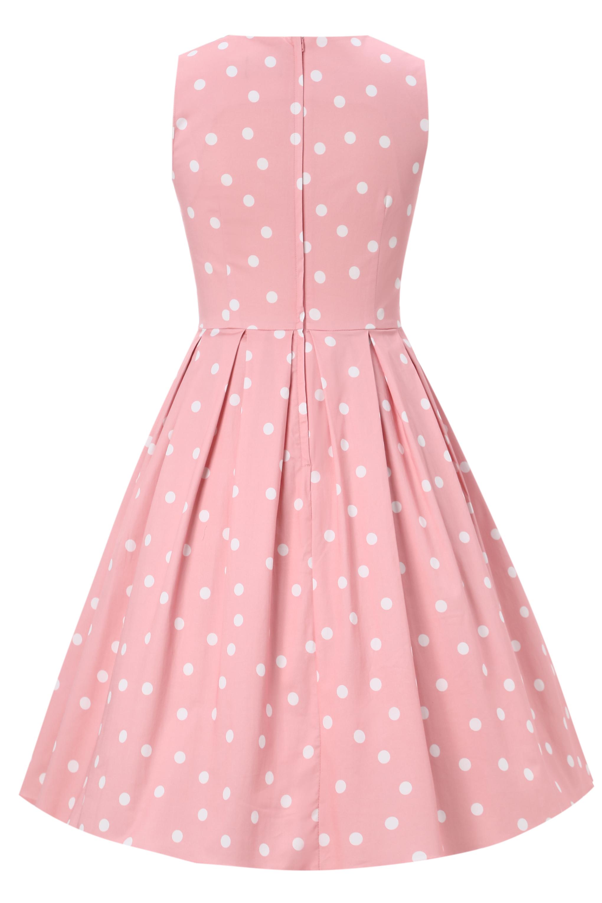 Annie Retro Polka Dot Dress in Pale Pink by Dolly and Dotty