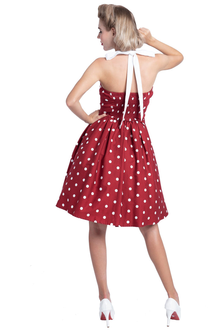 Pinup Burgundy & White Halterneck Dress