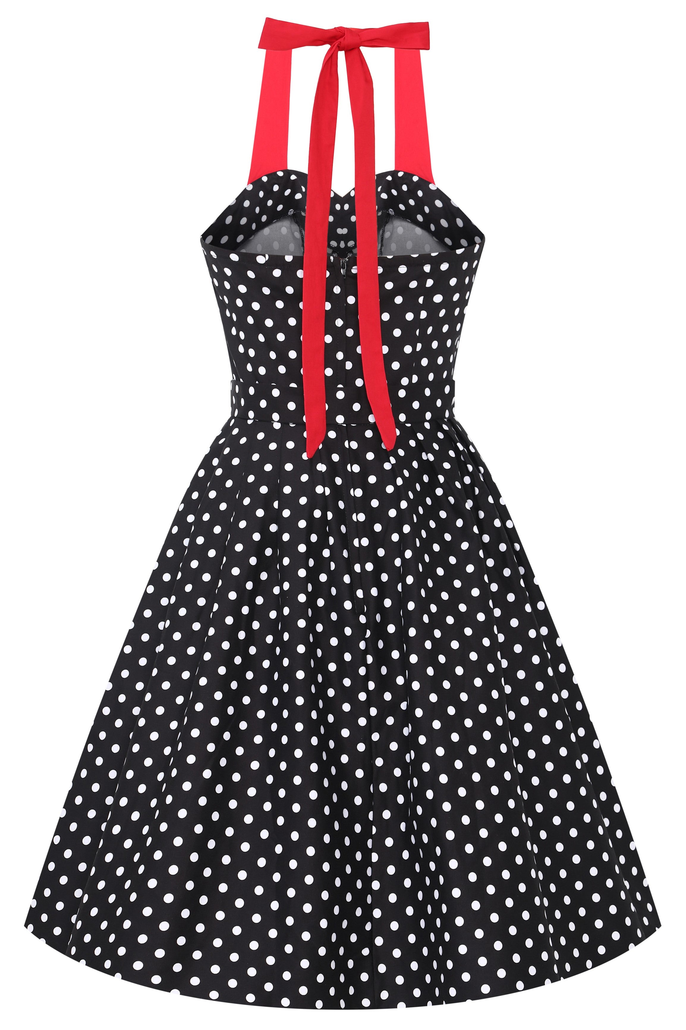 Retro Halterneck Black Polka Dot Swing Dress
